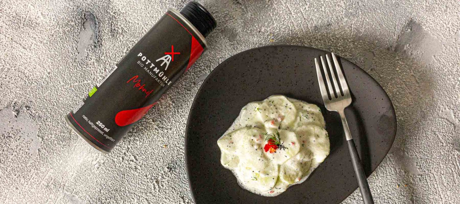 Pottmühle Rezept Spicy Gurkensalat mit Mohndressing