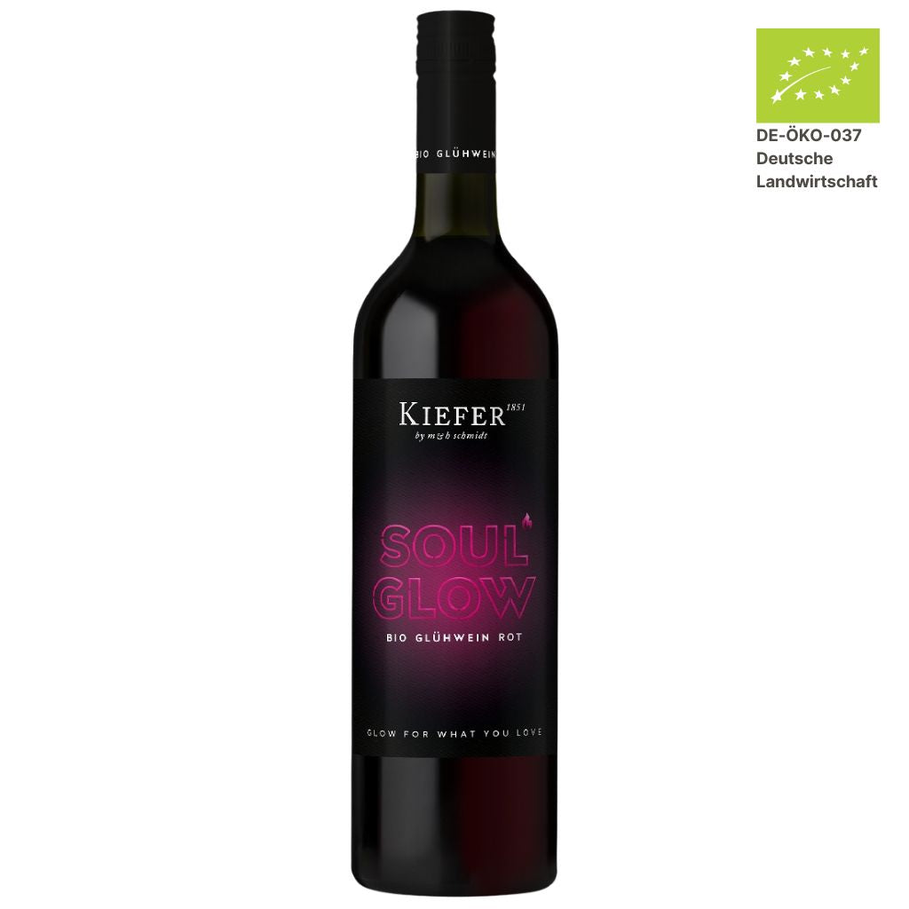 Pottmühle Soul Glow Glühwein Rot Weingut Kiefer 1024x1024 in durchsichtiger Flasche