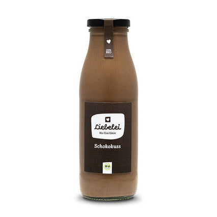Liebelei Bio Eierlikör Schokokuss 500 ml Flasche Vorderseite – schokoladiger Likör