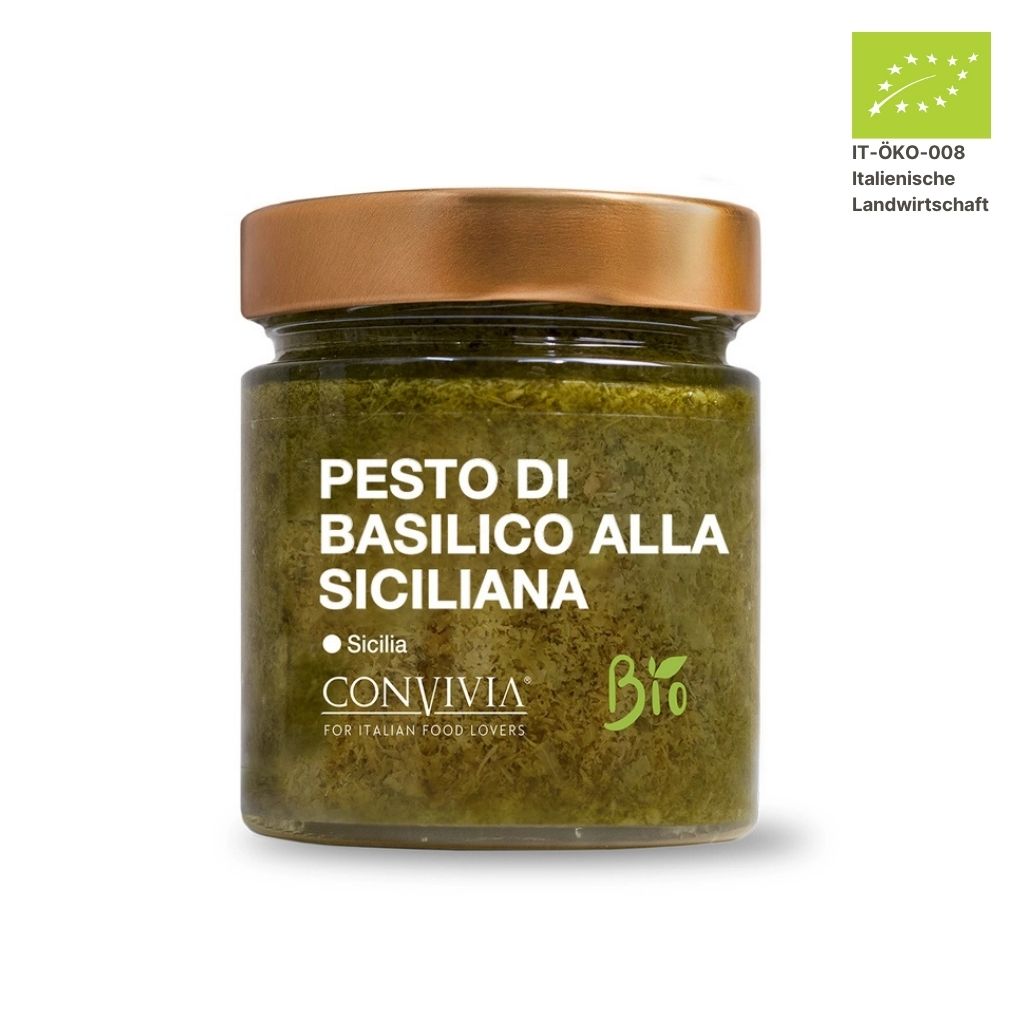 Convivia Bio-Basilikum Pesto aus sizilianischem Basilikum im Glas 190 g
