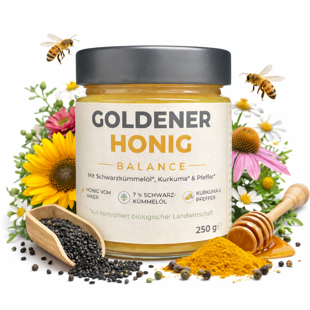Goldener Honig – Balance mit Schwarzkümmelöl