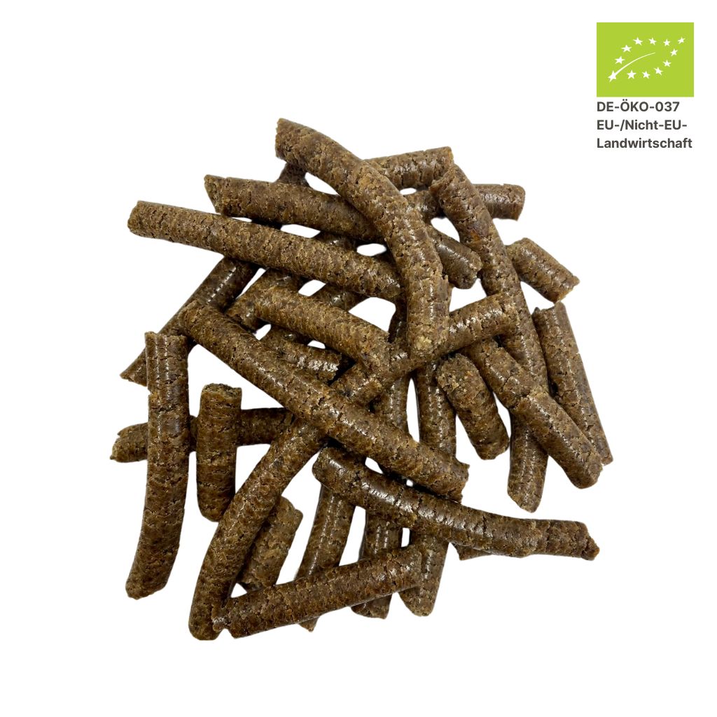 Pottmühle Bio-Lein Presskuchen Pellets – regional, naturrein, reich an Nährstoffen aus handwerklicher Ölpressung