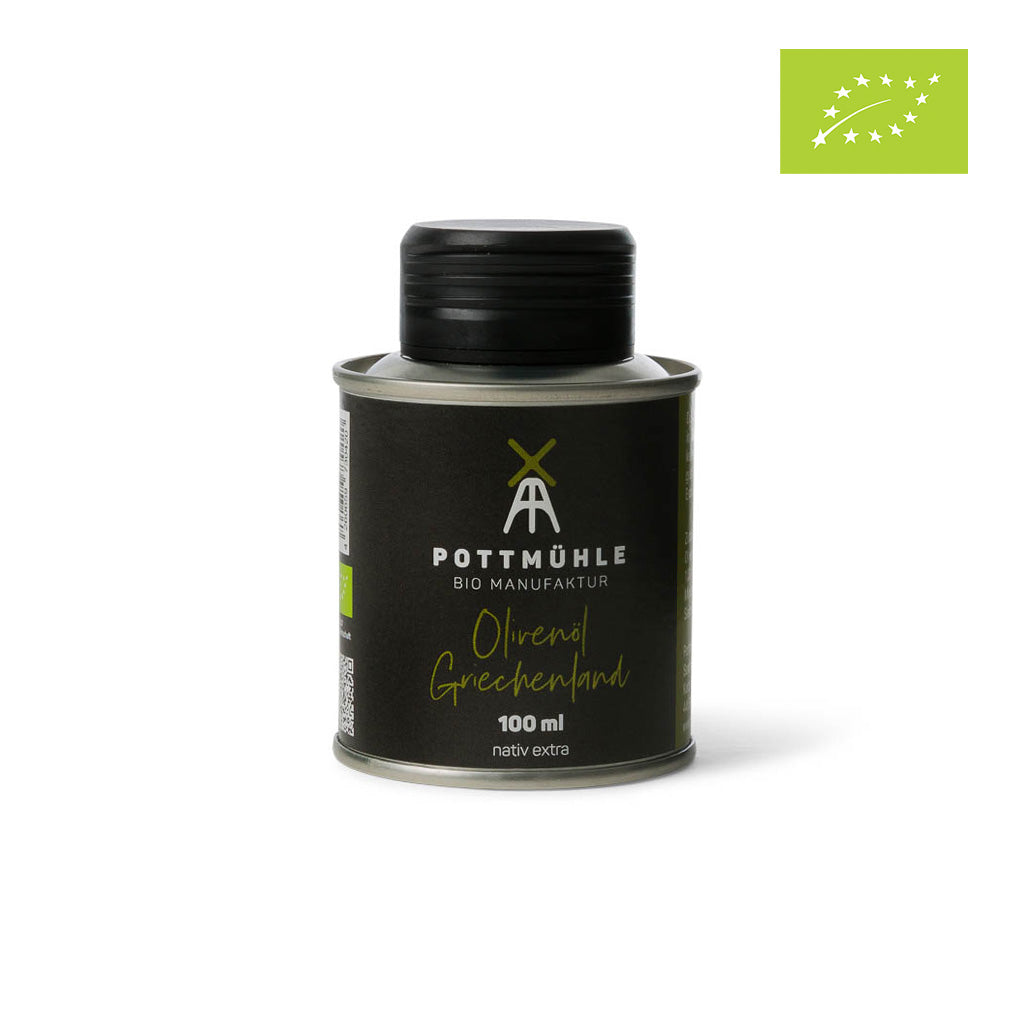 Pottmühle - Kaltgepresstes Olivenöl - bio, nativ extra, ungefiltert 100 ml mit EU-Bio Logo 1024x1024