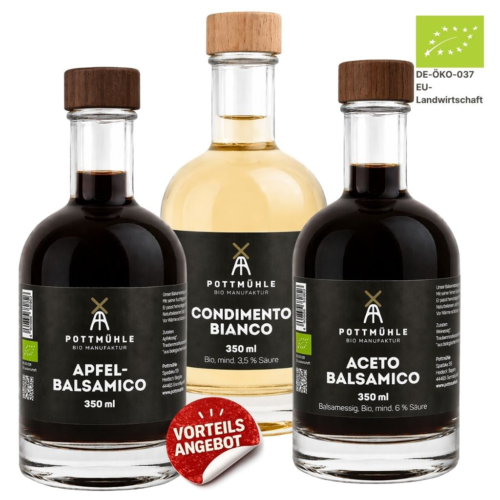 Pottmühle Vorteilsangebot 3 Bio Balsamico Modena 3 x 350 ml in Apothekerflaschen