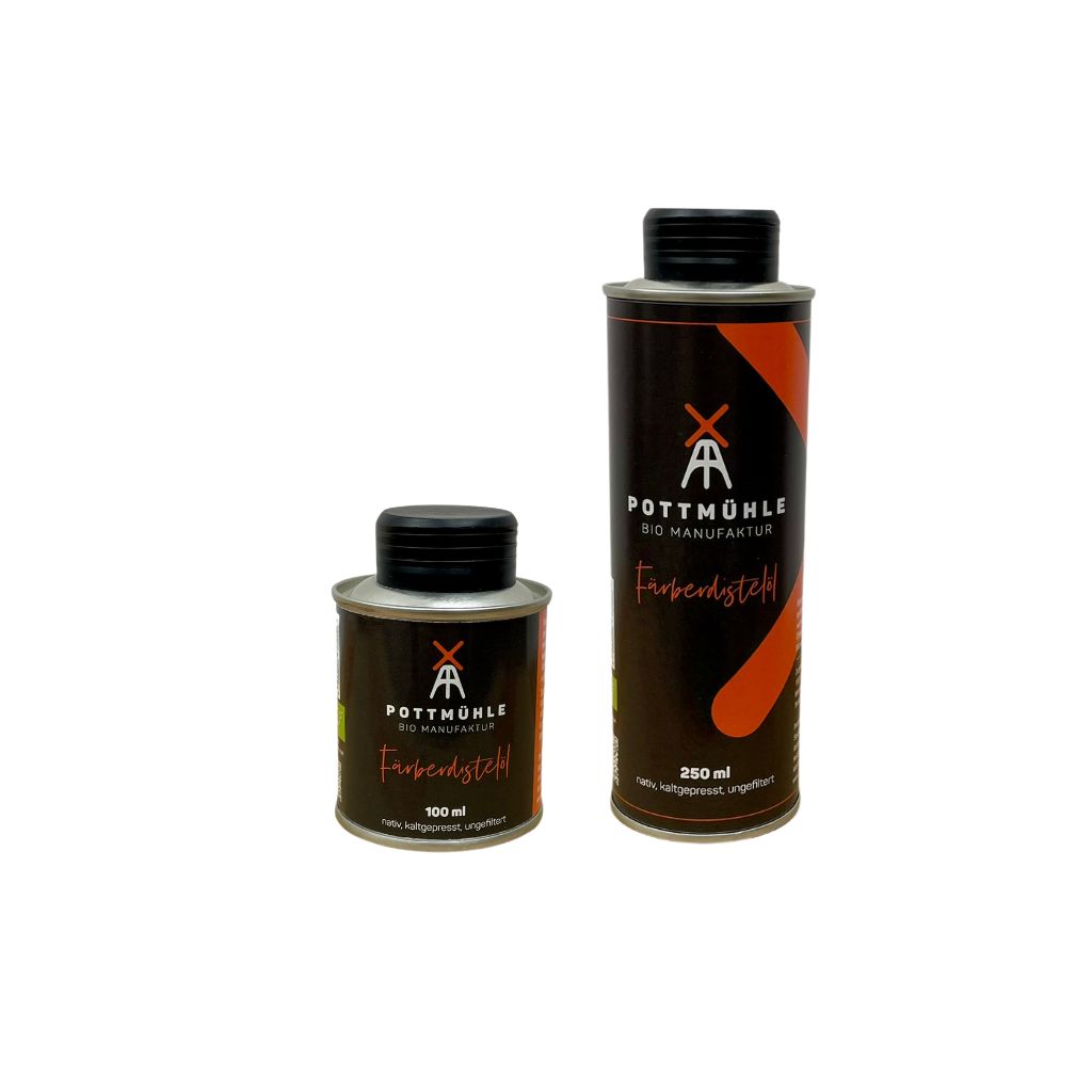 Pottmühle - Kaltgepresstes Färberdistelöl - bio, nativ, ungefiltert 100 ml + 250 ml
