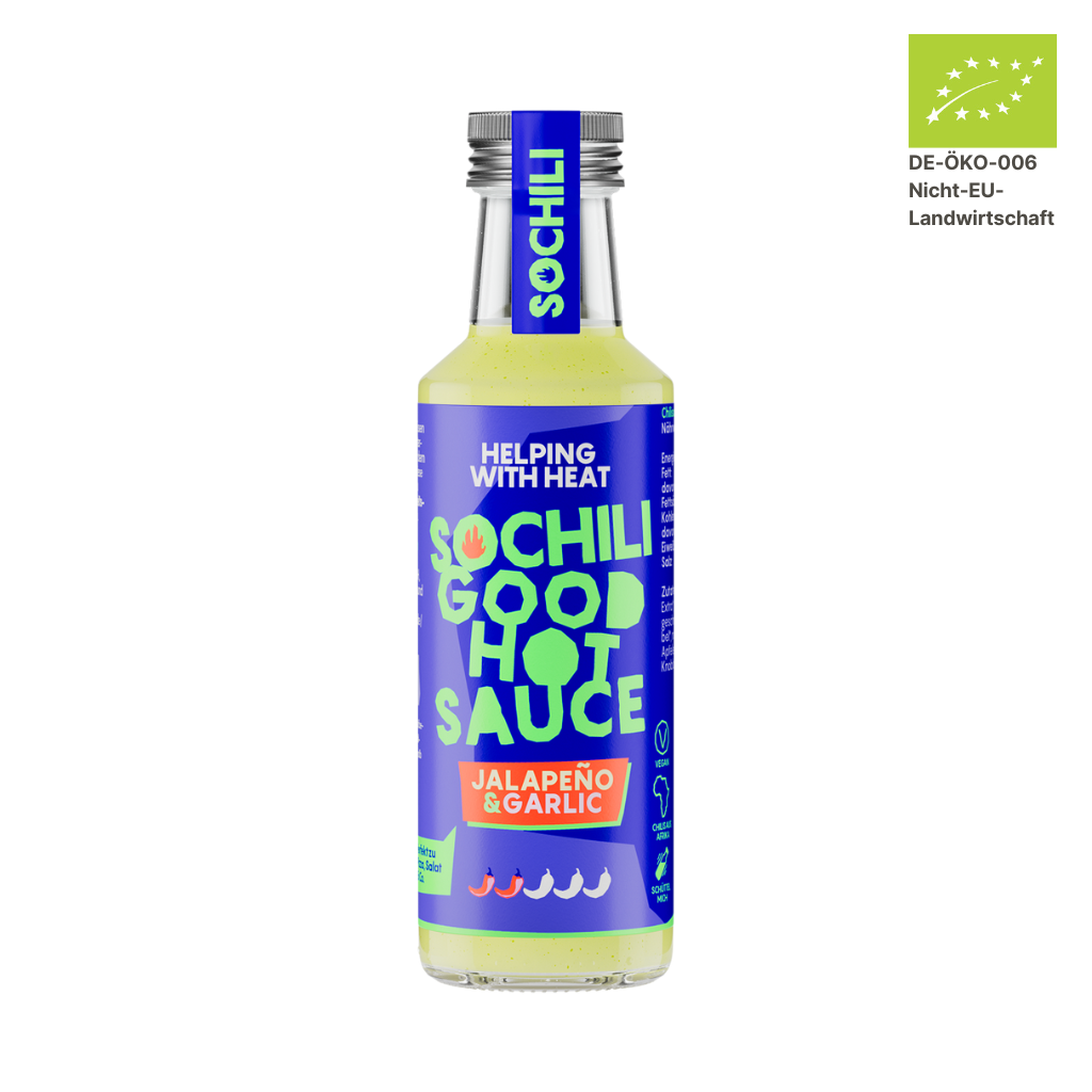 SOCHILI - Jalapeno und Garlic Chilisauce 1024x1024 mit Bio-Logo