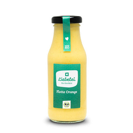 Liebelei Bio Eierlikör Flotte Orange 200 ml Vorderseite – Eierlikör mit Orangennote
