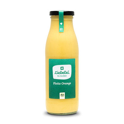 Liebelei Bio Eierlikör Flotte Orange 500 ml Flasche Vorderseite – fruchtiger Likör
