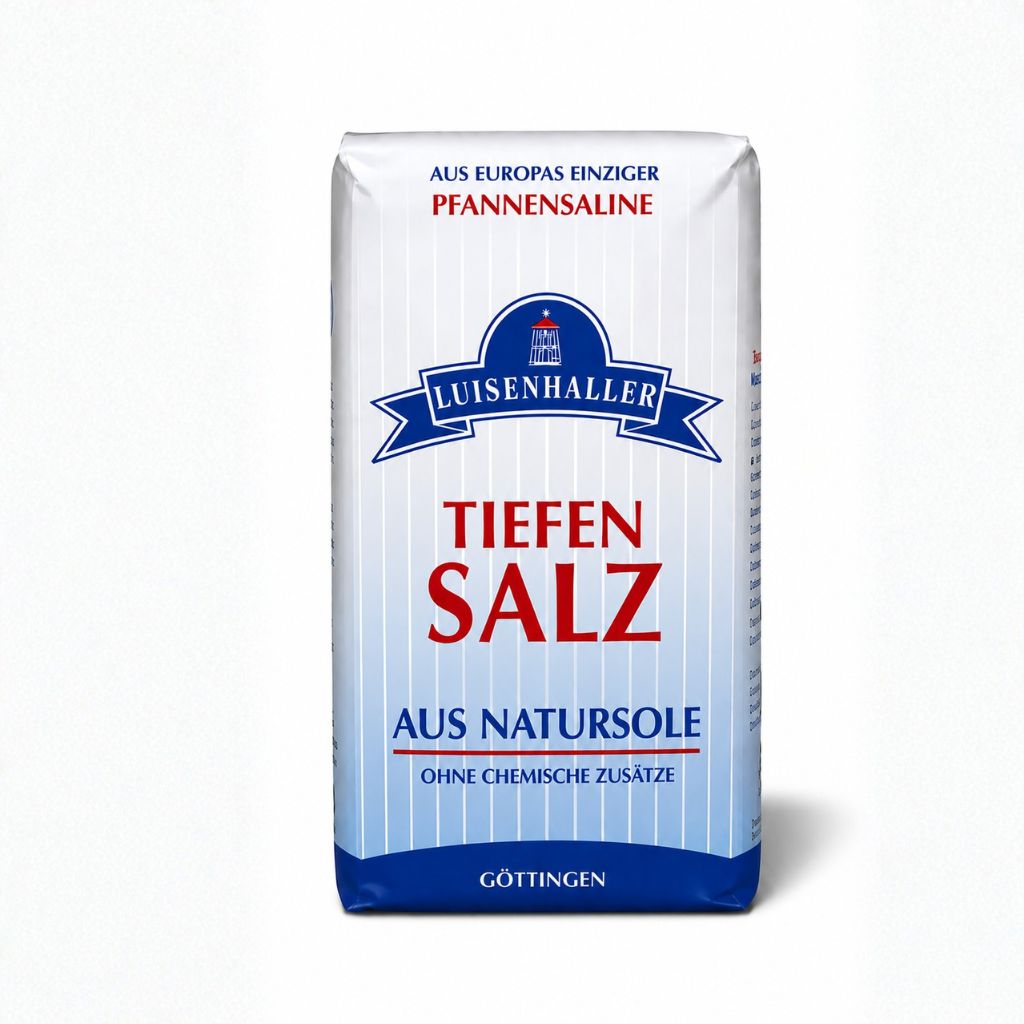 Luisenhaller Tiefensalz aus Natursole 500 g Salzbeutel – Pfannensaline ohne chemische Zusätze