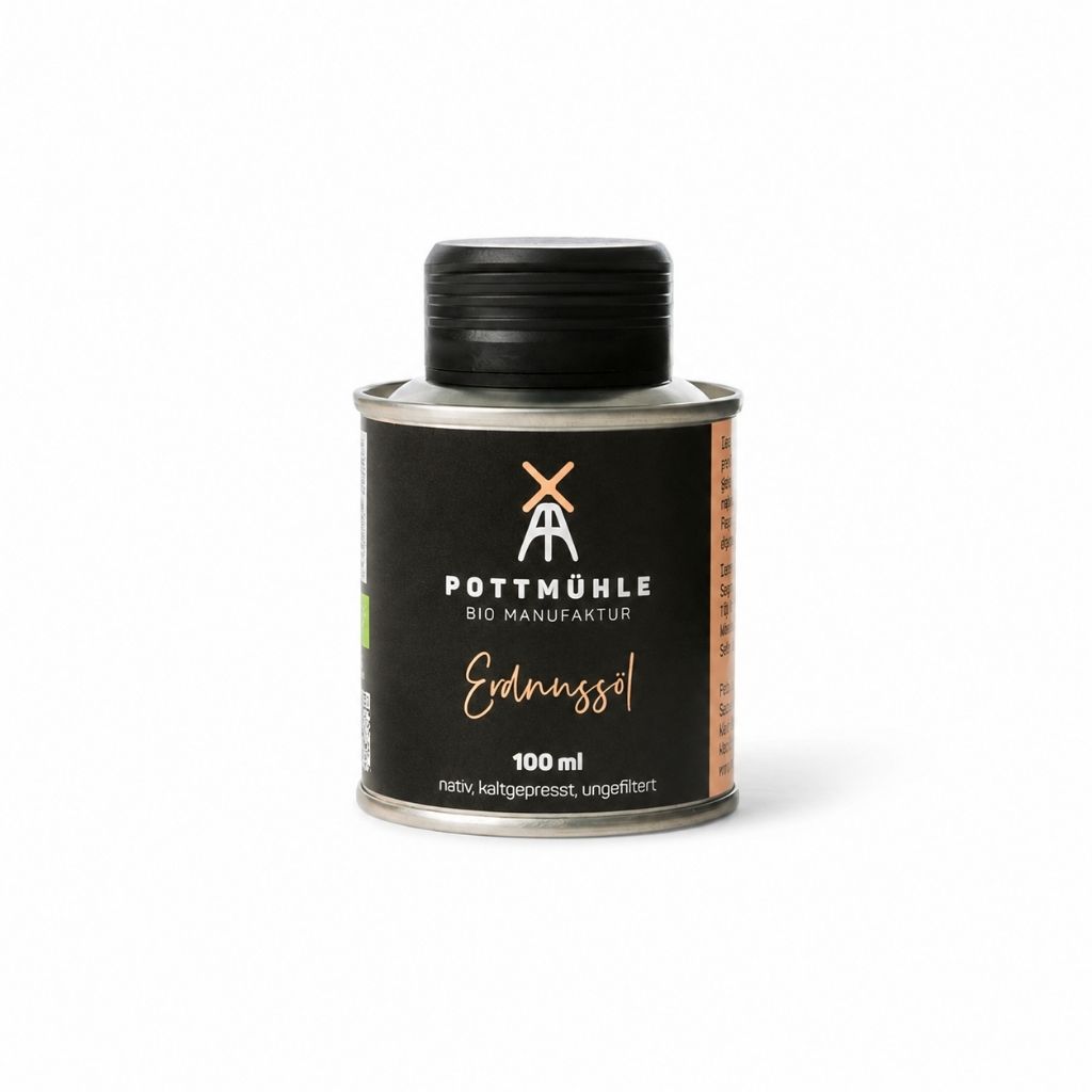 Pottmühle Bio Erdnussöl 100 ml – kaltgepresst, ungefiltert, nussiger Geschmack für Küche und Salate