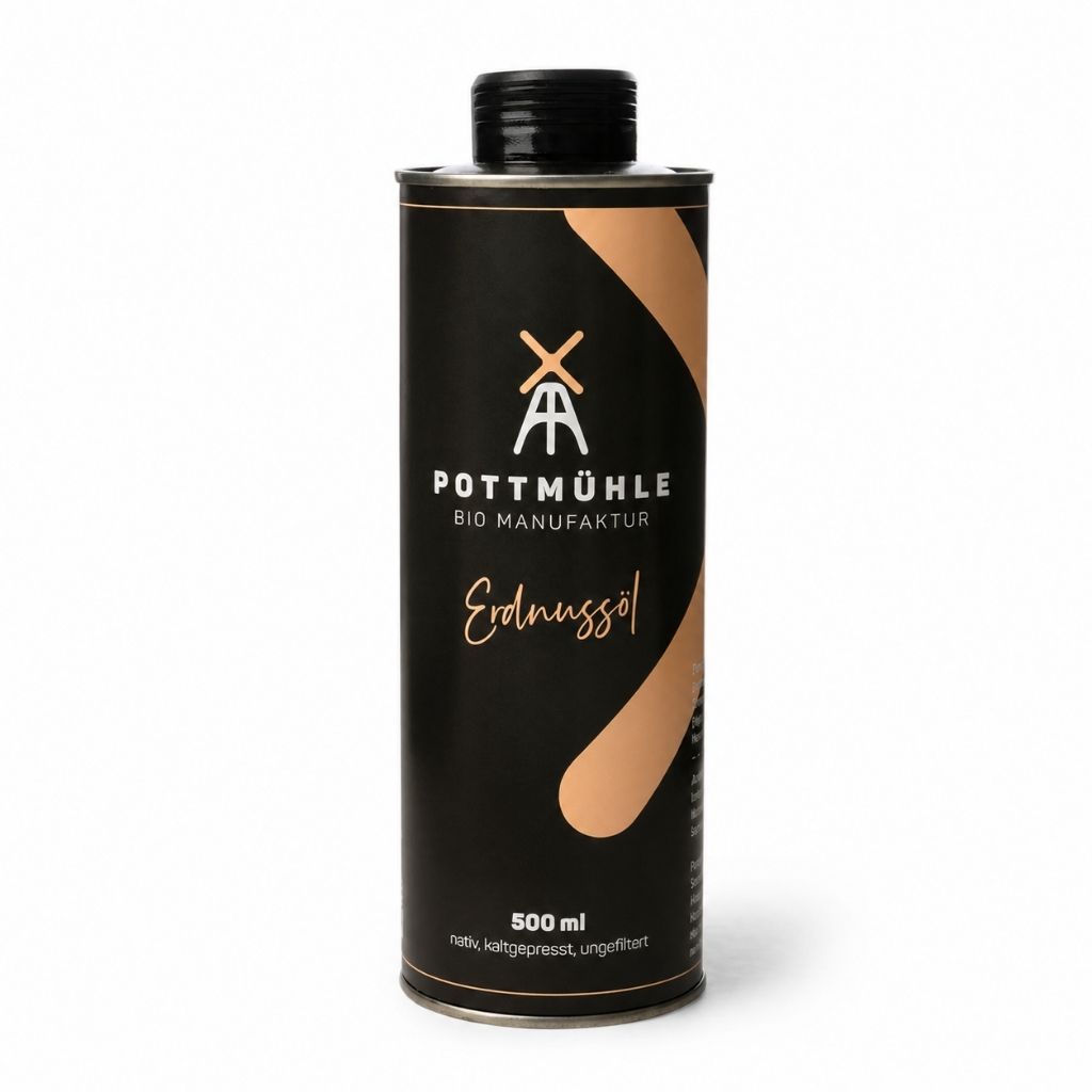 Pottmühle Bio Erdnussöl 500 ml – kaltgepresst, ungefiltert, nussiger Geschmack für Küche und Salate