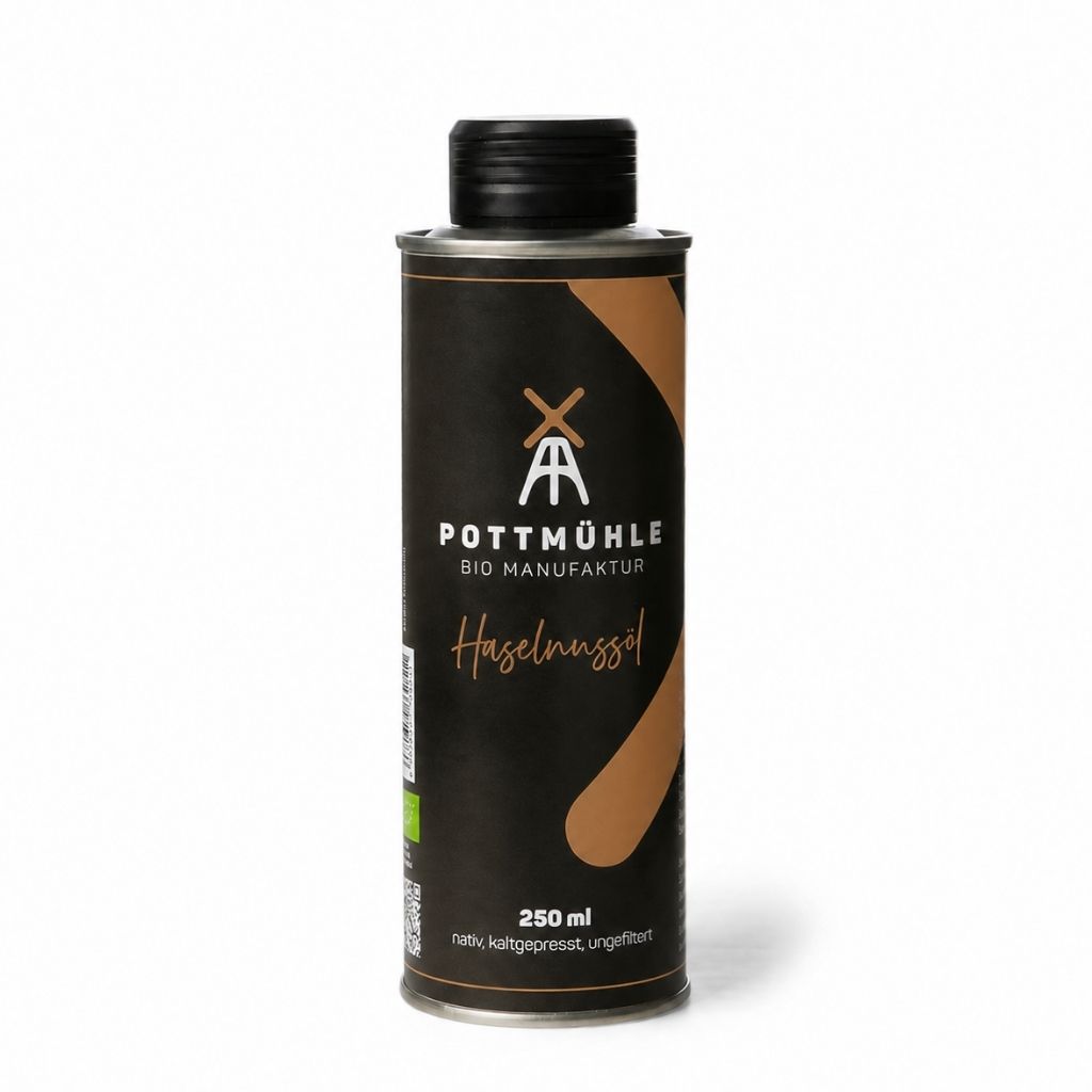 Pottmühle Bio Haselnussöl 250 ml – kaltgepresst, ungefiltert, nussiger Geschmack für Küche und Salate